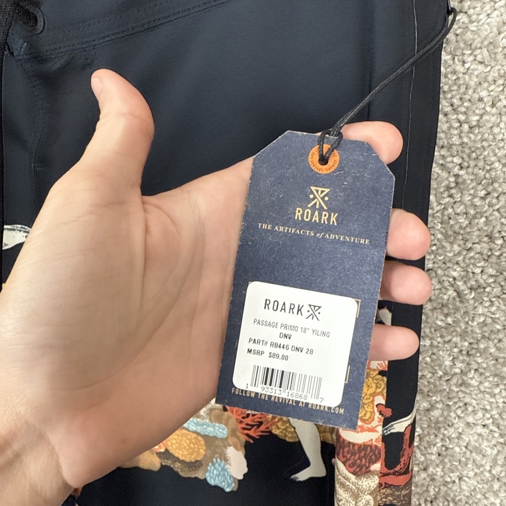 Roark The Passage Primo 18 Yiling Boardshorts Mens 28 Dark Navy Eel Coral NEW - Picture 6 of 7